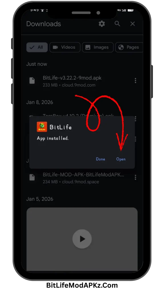 Download BitLife MOD APK Old Versions: 3.22, 3.21 & More click on open or done button