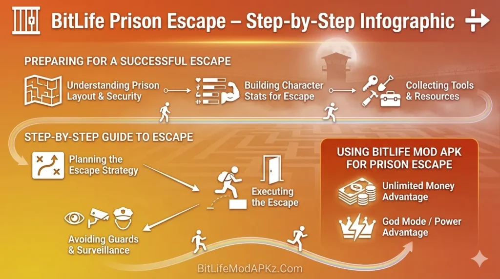 infography of escape root from prison