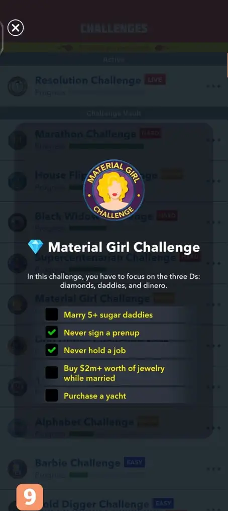material girl challenge screenshot