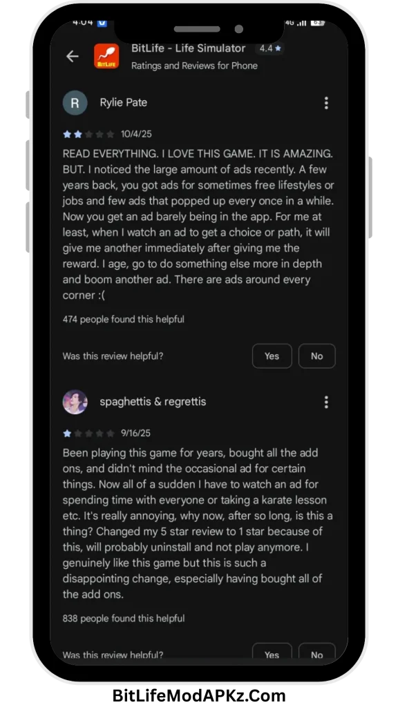 BitLife MOD APK v3.23.8 (Bitizenship, God Mode, Free Time Machine) Download users review screenshot 1