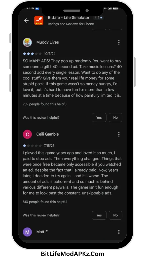BitLife MOD APK v3.23.8 (Bitizenship, God Mode, Free Time Machine) Download user review screenshot 4
