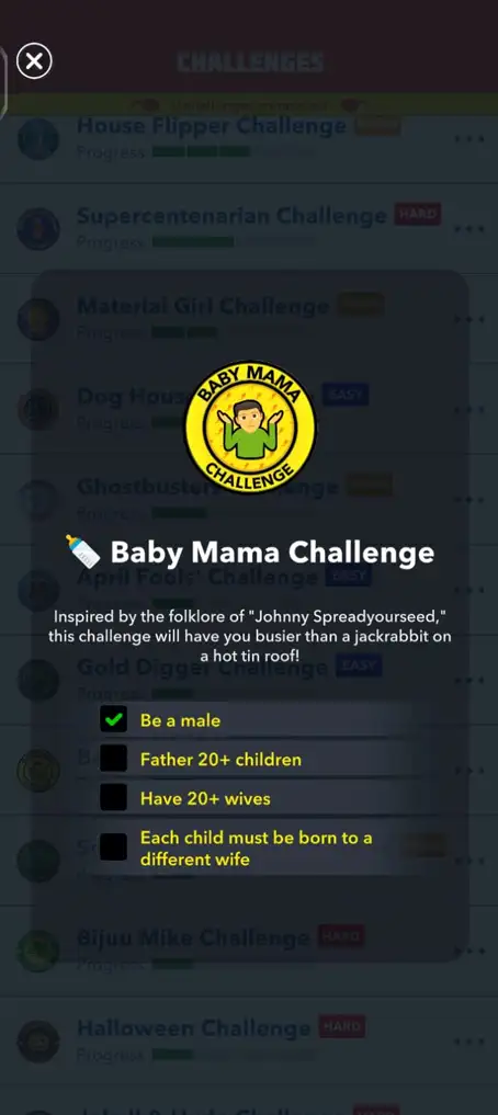 Master Baby Mama Challenge in BitLife (Step by Step Guide) baby mama challenge screenshot