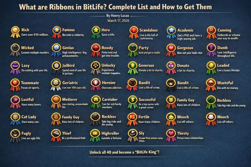 What are Ribbons in BitLife? Complete List and How to Get Them bitlife ribbons complete list